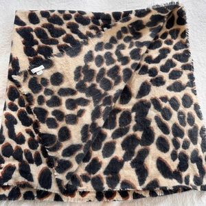 Fringed leopard blanket scarf